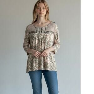 Lucky Brand Boho Style Top With Studded Accents- Y2K-Womens Size 1X